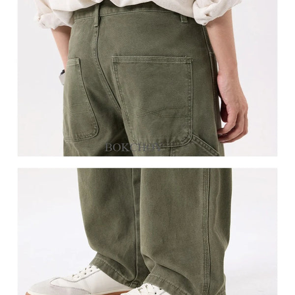 2026 Autumn New Zipper Design Washed 100% Cotton Jeans for Men Clothing Straight Comfort Male Pants AG7553