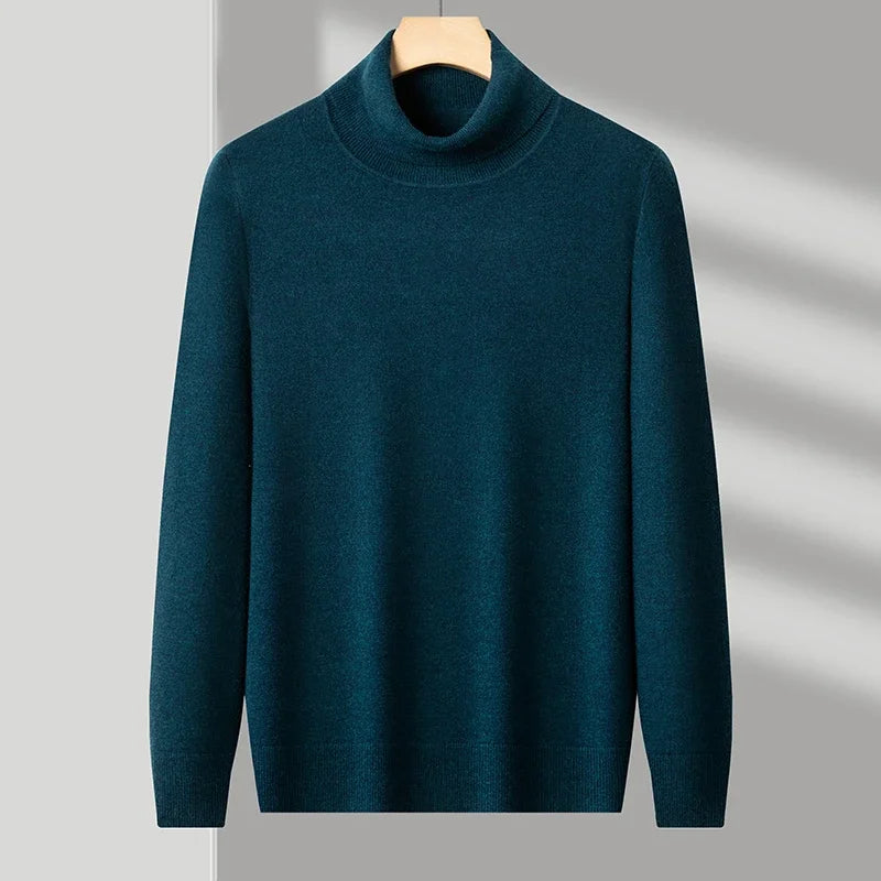 Men's Knitted Turtleneck Sweater High Quality Anti-Pilling Long Sleeve Solid Color Pullover for Autumn Trendy Streetwear