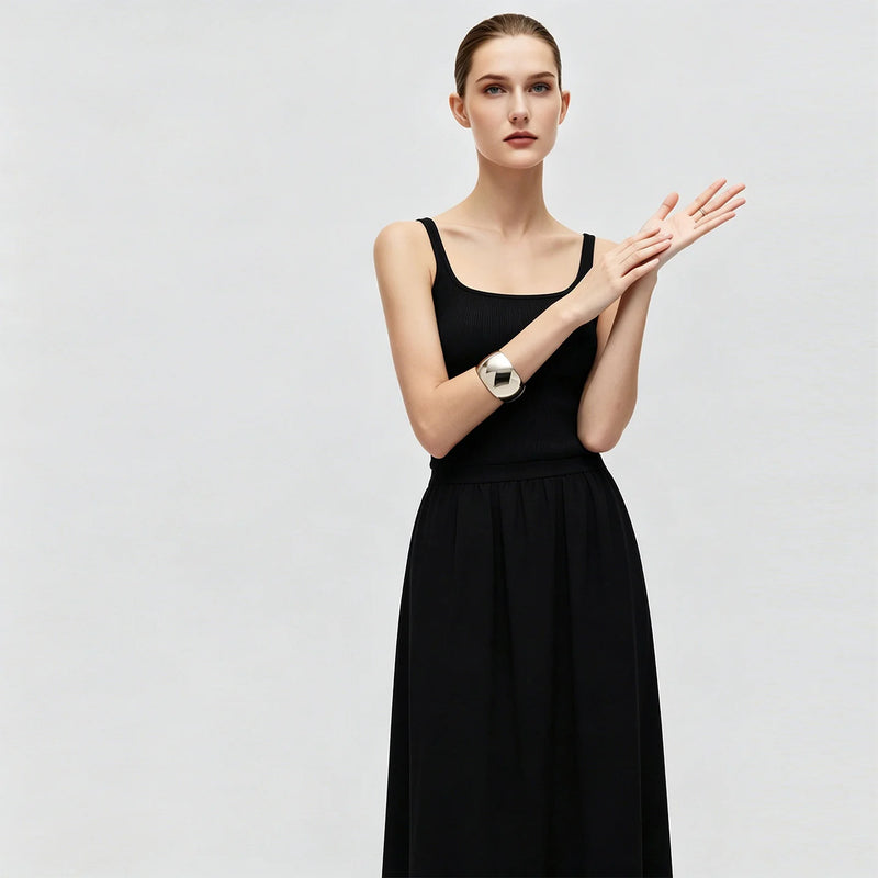 Amii Women's Long Skirt 2026 Summer New Eleant Cutout Tie Loose Fit A-Line Skirt Solid Casual Flowy Women's Clothing 12622127