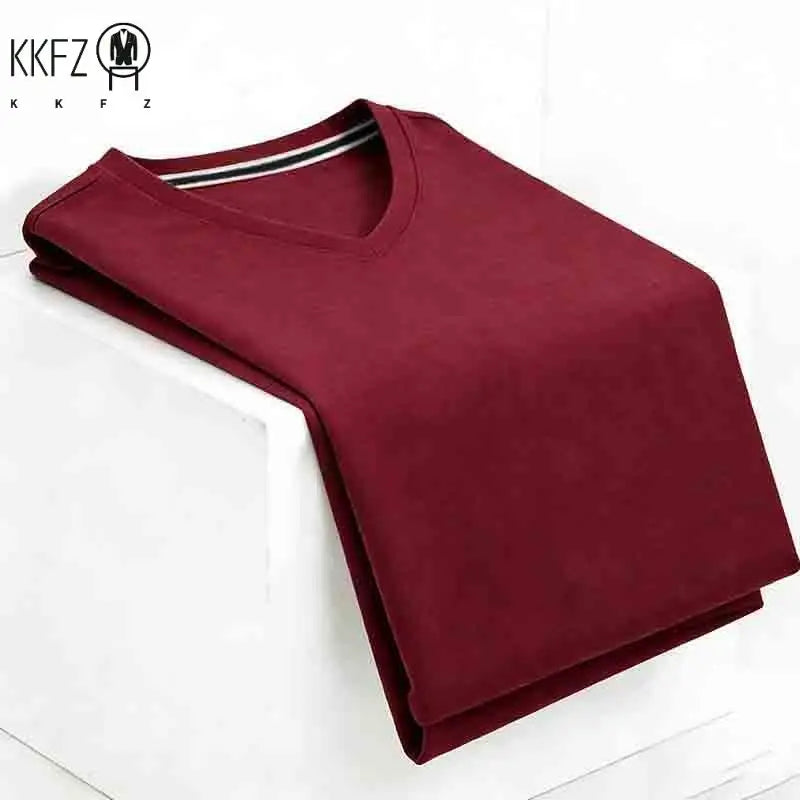 Men's Plus Size Camel V-neck Long Sleeve Shirt Loose Fit Comfortable Casual Top for Big & Tall