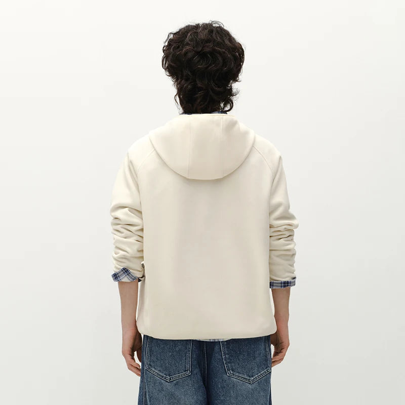Semir Men Hooded Hoodies Antistatic Polar Fleece Outdoor Panel Design Water Repellent Raglan Sleeve 2026 New Winter Daily Wear