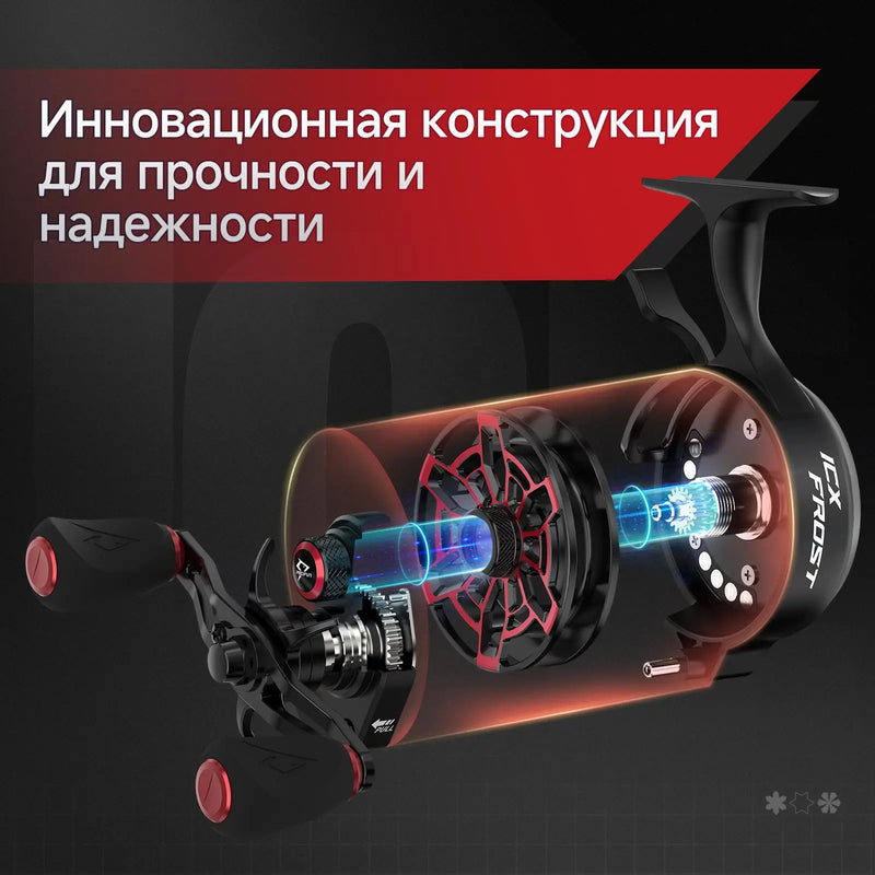 Piscifun ICX Frost Inline Ice Fishing Reel Innovative Structure Design Magnetic Drop System Large Spool Diameter 7+1 Shielded BB
