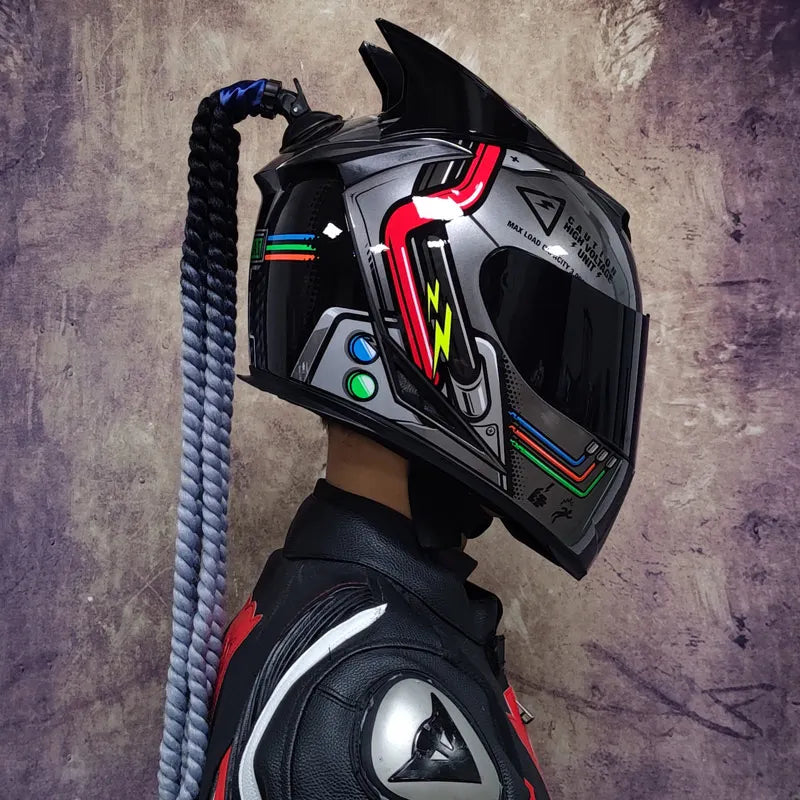 Motorcycle full face helmet double lens fashion quick release racing helmet Casco Casque Moto approved motorcycle accessories