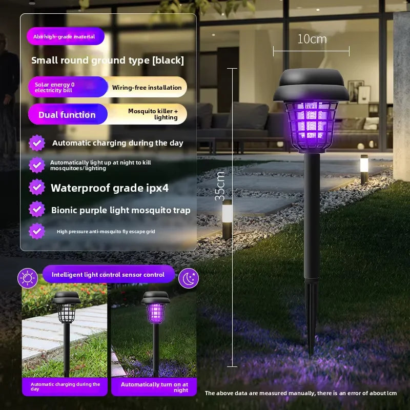 Solar Mosquito Killer Lamps Outdoor Courtyard Lawn Garden Terrace Outdoor Waterproof Fly Control Lamp forOutdoor Camping Orchard