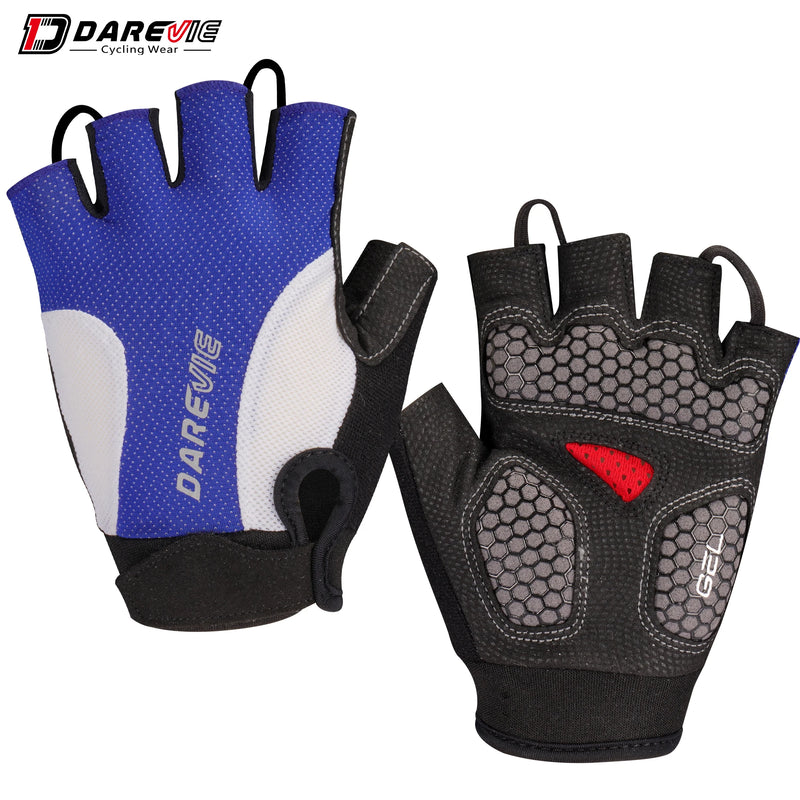 ស្រោមដៃជិះកង់ DAREVIE បន្ទះជែល 60kg/m³ ស្នោការពារការប៉ះទង្គិច ស្រោមដៃជិះកង់ពាក់កណ្ដាលម្រាមដៃ បុរស ស្ត្រី Bionic Ergonomic MTB ស្រោមដៃ Pro Team