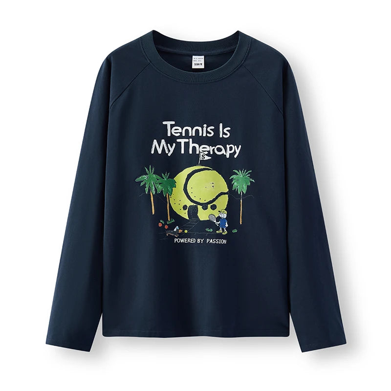 Semir Cartoon Tshirt Unisex 2026 Spring Print Crew Neck Couple Style Sporty Graffiti Casual Versatile Fashion Top