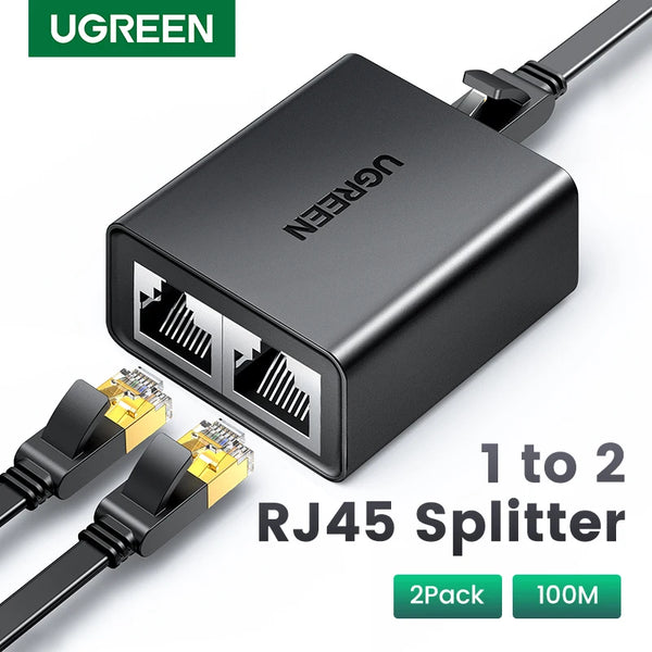 ឧបករណ៍បំបែកខ្សែ RJ45 UGREEN 1 ទៅ 2 Ethernet Adapter ខ្សែបណ្តាញអ៊ីនធឺណិត ឧបករណ៍ពង្រីក RJ45 Connector Coupler សម្រាប់កុំព្យូទ័រ កុំព្យូទ័រយួរដៃ ទូរទស្សន៍ រ៉ោតទ័រ