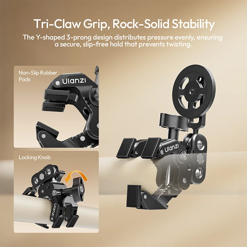 ឈុតម៉ោនម៉ាញេទិក Ulanzi EA03 Super Clamp សម្រាប់កាមេរ៉ា ទូរស័ព្ទ ម៉ូនីទ័រ ម៉ោនជើងកាមេរ៉ា ដៃវេទមន្ត ជាមួយវីសក្បាលបាល់ 360° 1/4" ពីរ