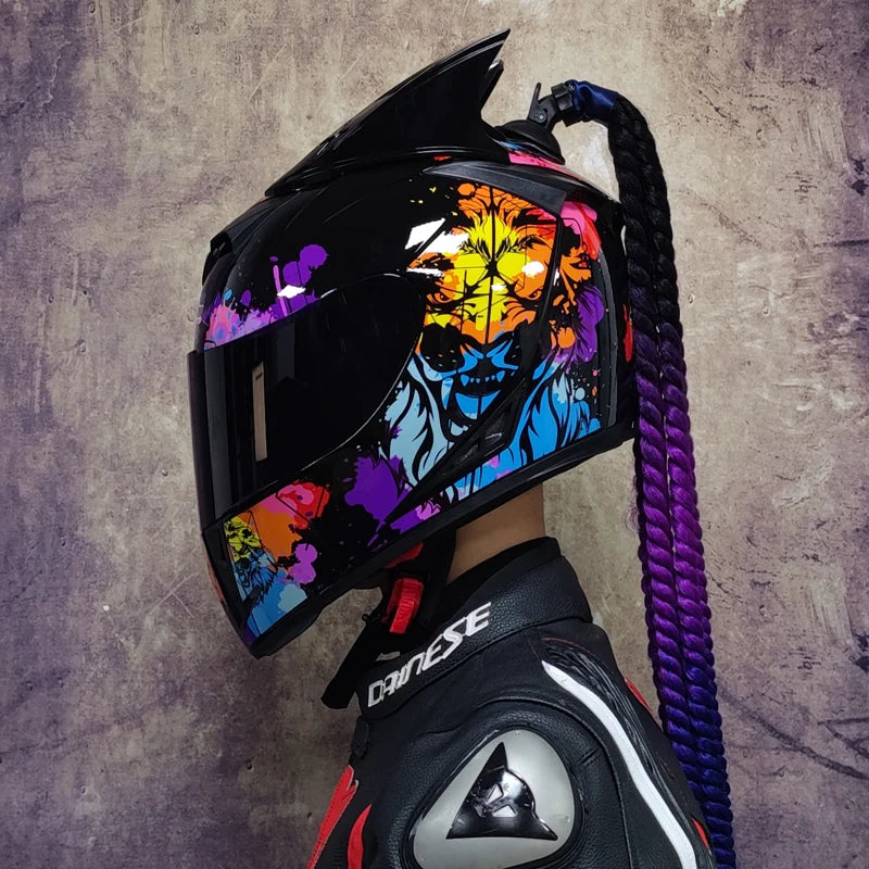 Motorcycle full face helmet double lens fashion quick release racing helmet Casco Casque Moto approved motorcycle accessories