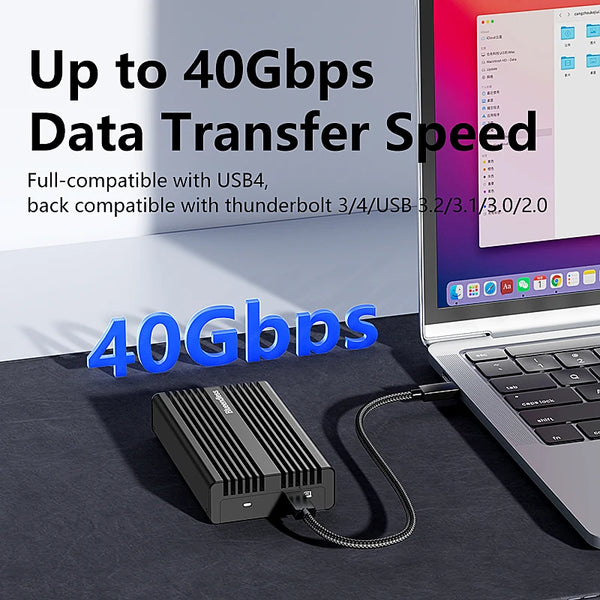 ស្រោមខាងក្រៅអាលុយមីញ៉ូម Blueendless 40Gbps NVMe SSD USB4.0 PCIe3.0x4 M.2 PCIe SSD ឆបគ្នាជាមួយ Thunderbolt 3/4