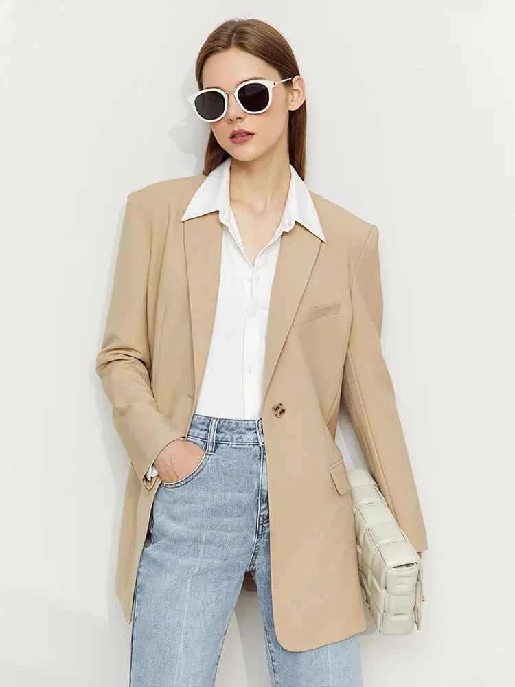អាវ Amii Minimalism សម្រាប់ស្ត្រី 2026 រដូវស្លឹកឈើជ្រុះថ្មី អាវការិយាល័យនារី អាវដៃវែង អាវធម្មតា ម៉ូដទាន់សម័យ អាវធំសម្រាប់ស្ត្រី 12351012
