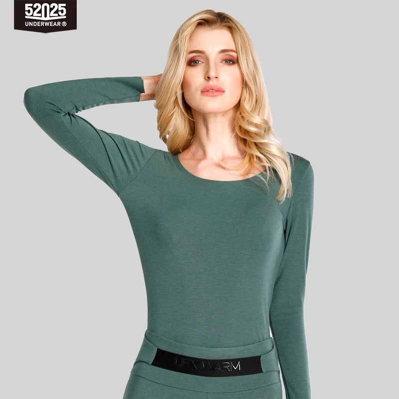 52025 Women’s Thermal Underwear with Merino Wool – Premium Seamless Design, Soft, Comfortable, and Warm Long Johns