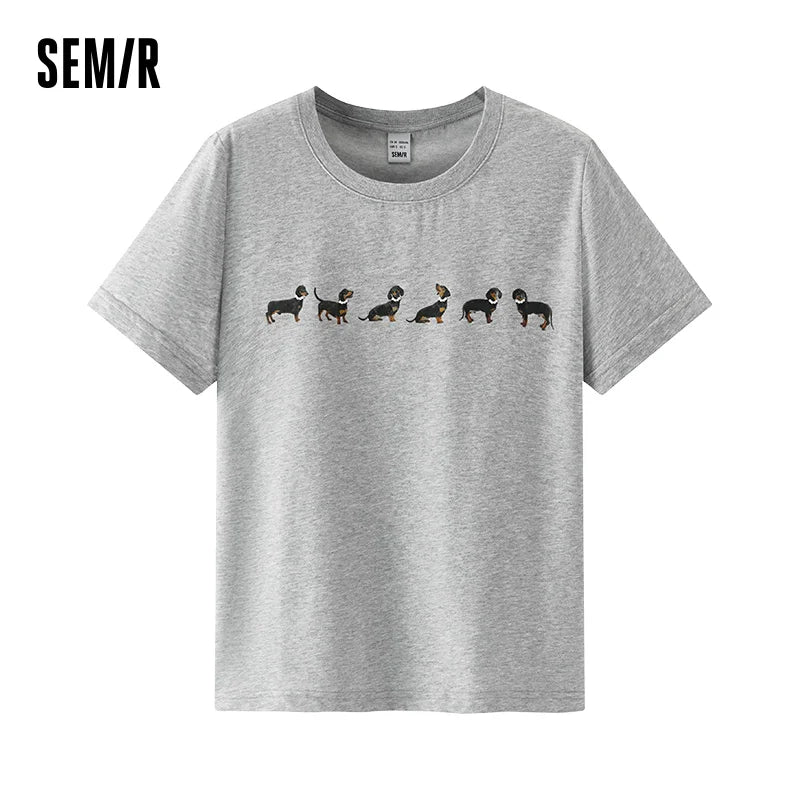 Semir Womens Tshirt 2026 Dog Printed Pullover Cute Fashion Casual Style Soft Comfortable Daily Wear Tops