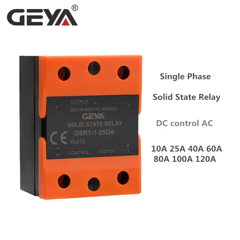 GEYA GSR1-1 Solid State Relay SSR Zero-crossing  Single Phase DC to AC SSR-25DA SSR-40DA High Performance