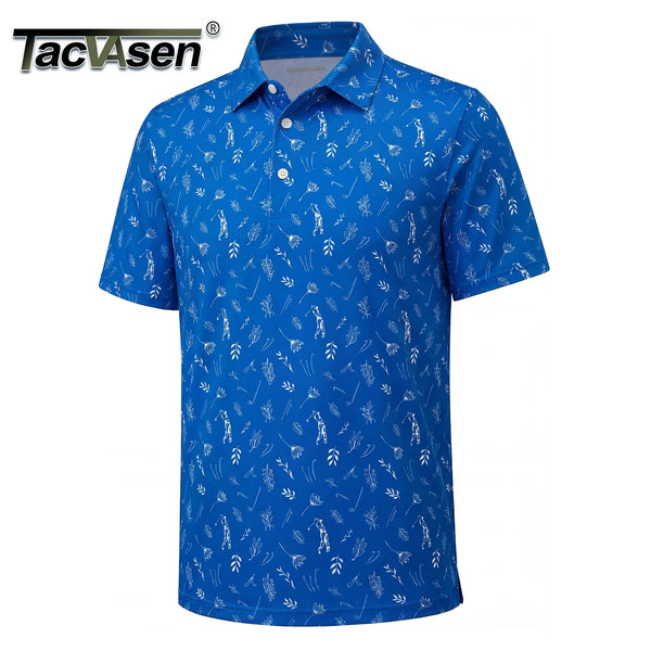 TACVASEN Mens Golf Shirt Moisture Wicking Quick-Dry Print Performance Polo Shirts for Men Lightweight Casual Work Outdoor Tops