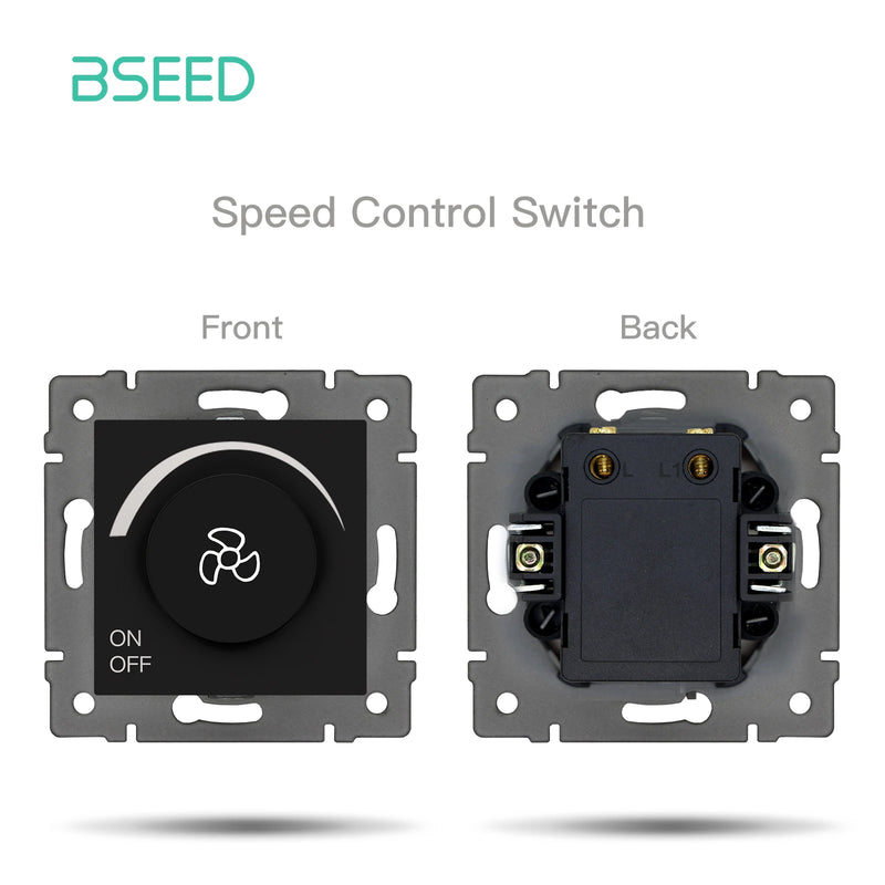 BSEED EU Standard Button Light Switch 1/2Gang 1/2Way Wall Socket USB Type-C DIY Function Parts Glass Panel Free Combination