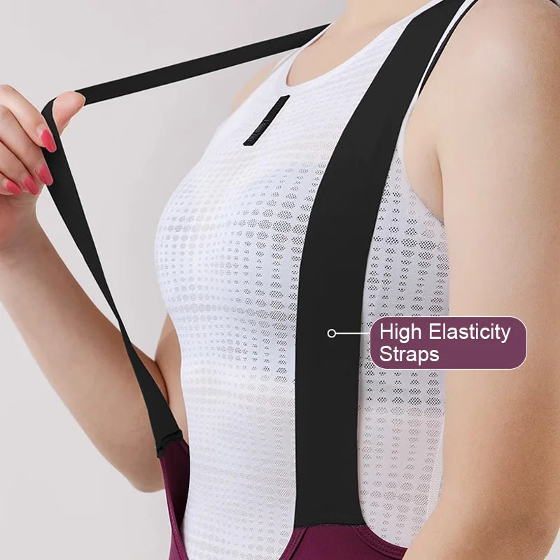Women High-Waisted Cycling Shorts Road Bike Bib Pants with Shoulder Straps Mountain Racing MTB Shorts Non-slip Biking Clothing