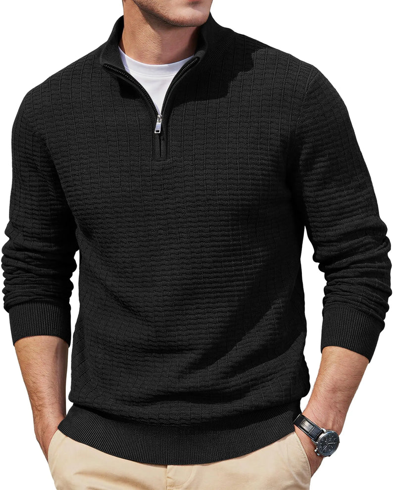 TACVASEN Men's Winter Quarter Zip Knitted Sweater Soft Pill proof Long Sleeve Sweaters Winter And Autumn Warm Pullover Sweaters