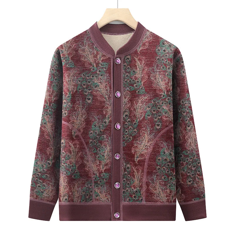 Autumn New Women's Clothing Hot Velvet Warm Cardigan Woman Jacket Winter Thicken Middle Aged Mother Sweater Coat Femmes Jumper