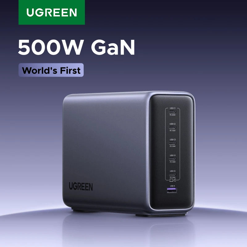 UGREEN 500W GaN Charger 6 IN 1 Desktop Charging Station PD 3.1 240W Max Single Port For MacBook Pro Laptop iPad Tablet iPhone 18