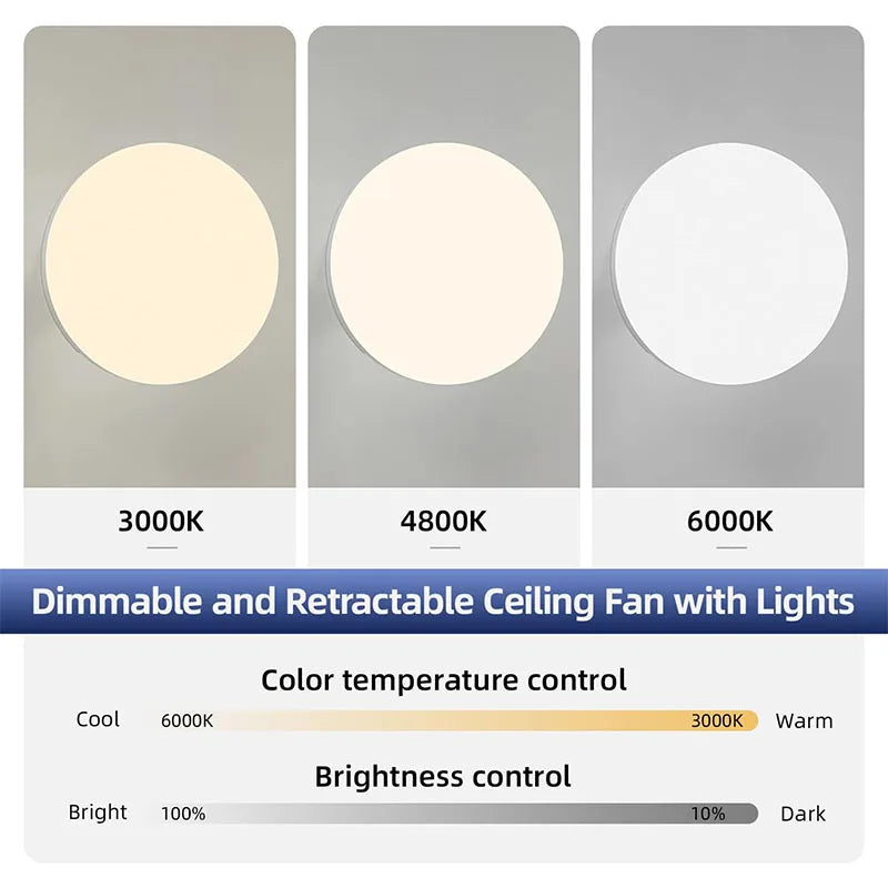 Ceiling Fan with Light 3-Level Dimmable APP&Remote Control Modern LED Folding Ceiling Fan Light for Bedroom Living Room E27Screw