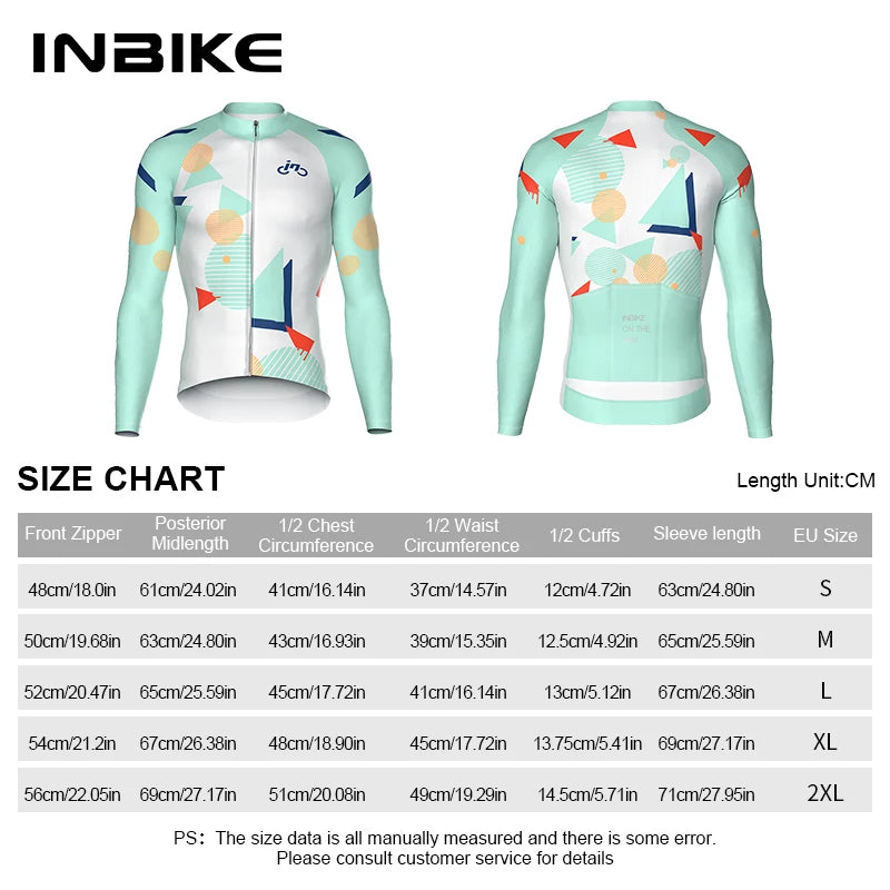 INBIK Long Sleeve Cycling Jersey Men Road Bike Clothing Riding Shirts Quick Bicycle Mountain MTB Jersey Full Zipper with Pockets