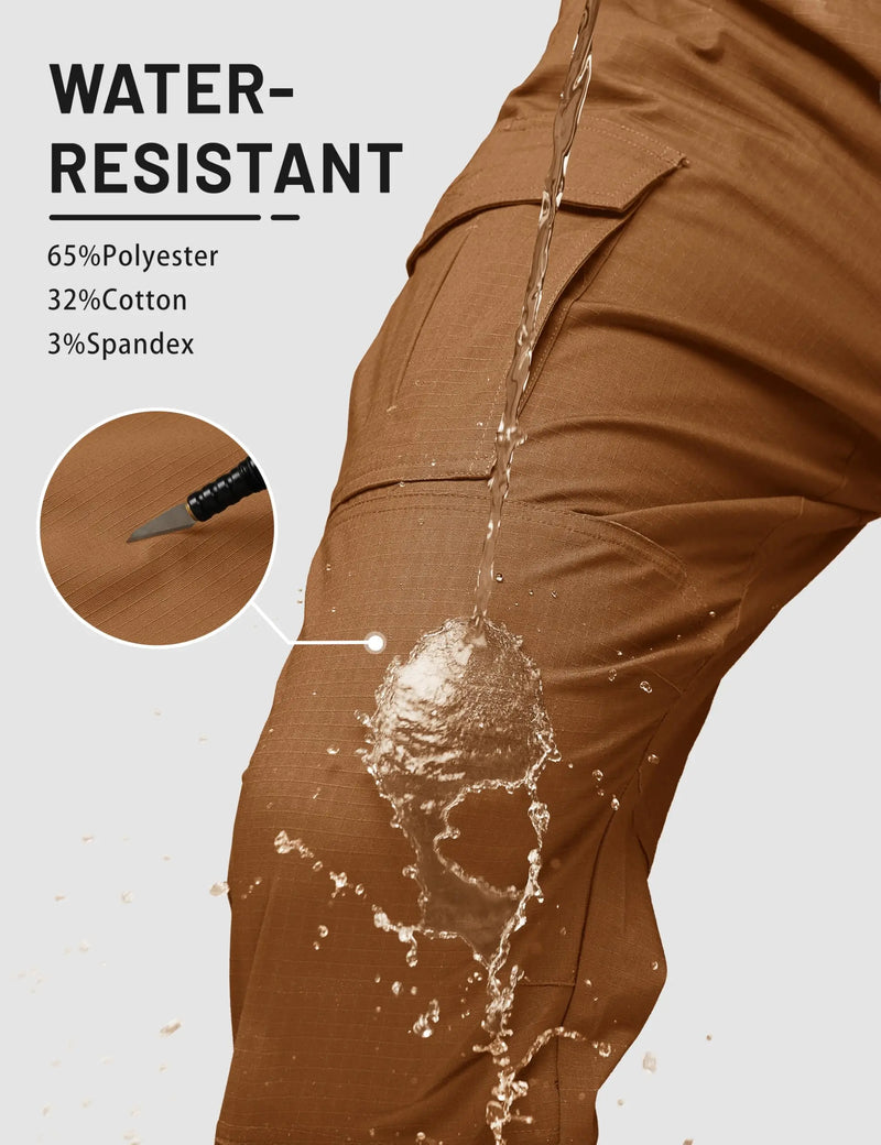 TACVASEN Men's Tactical Cargo Pants Ripstop Waterproof Work Trousers Lightweight Stretch Outdoor With 8 Pockets Bottoms Pants