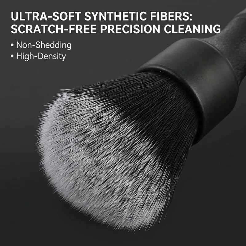 1set Car Detailing Brush Set, Soft Synthetic Bristles, Scratch‑Free Brushes, for Dashboard,Motorcycle, Ergonomic Handles.
