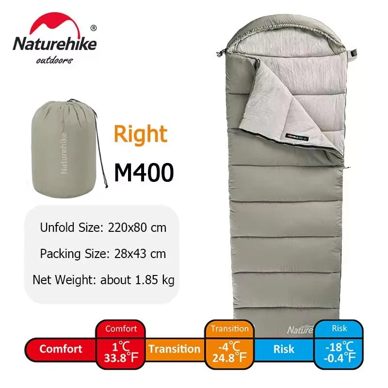 Naturehike Sleeping Bag M180 Lightweight Sleeping Bag M300 Double Camping Sleeping Bag M400 Machine Washable Winter Sleeping Bag