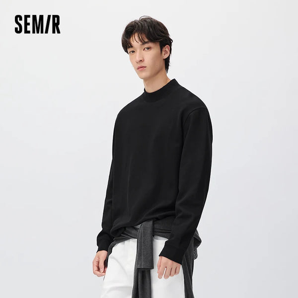 អាវយឺតប៉ាក់ Semir សម្រាប់បុរស ពណ៌រឹង ក សមល្មម ងាយស្រួលប្រើ រលុង 2026 រដូវរងាថ្មី សម្លៀកបំពាក់ប្រចាំថ្ងៃ ស្ទីលធម្មតាសម្រាប់ទីក្រុង ទូខោអាវប្រចាំថ្ងៃ