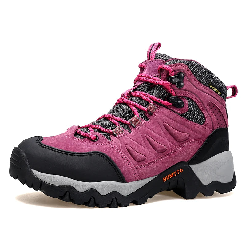 HUMTTO Waterproof Boots Women Luxury Designer Hiking Shoes for Womens Outdoor Climbing Trekking Sneakers New Leather Ankle Boots