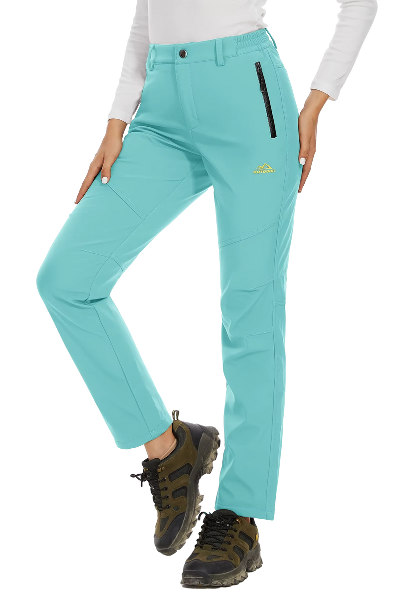 TACVASEN Women's Winter Ski Snow Softshell Fleece Lining Pants Hiking Trekking Mountain Trousers Cargo Warm Work Zipper Pockets