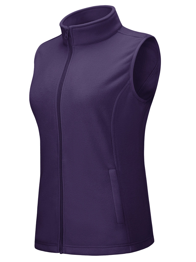 TACVASEN Women's Autumn Winter Lightweight Polar Fleece Vest Full-Zip Layering Jacket with 2 Pockets for Hiking and Daily Wear