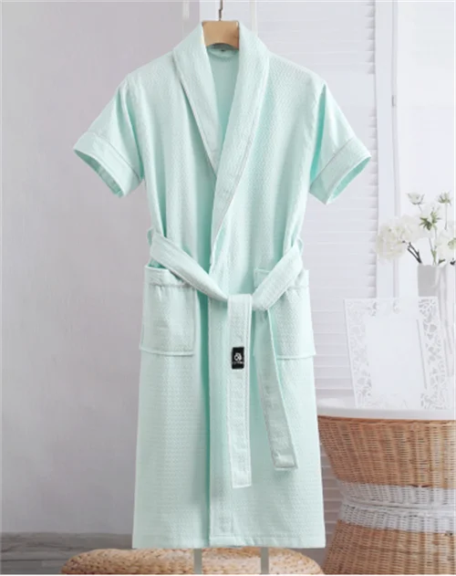 Spring Autumn Shower Bathrobe New Women's 100% Cotton Robe Loose Morning and Night Wear Wedding Dress Casual Sleepwear Woman