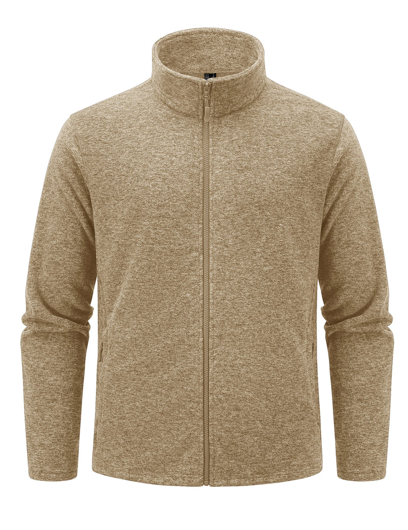 TACVASEN Lightweight Fleece Stand Collar Jackets Mens Spring Casual Full Zip Jacket Outdoor Sportswear With Pockets Outwear Tops
