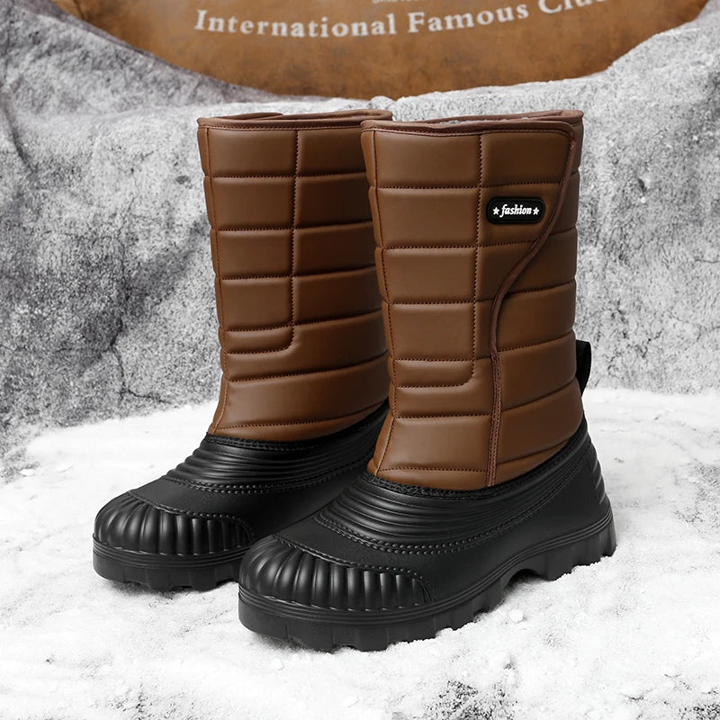 Men's high-top casual snow boots winter new light warm velvet cotton boots soft sole non-slip comfort outdoor walking work boots