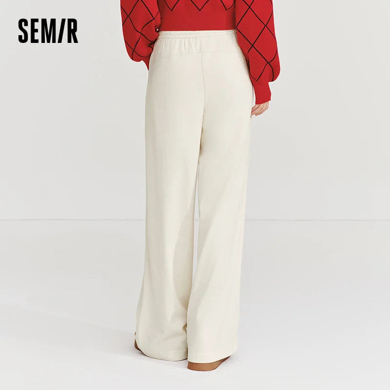 Semir Loose Pants Women 2026 Spring Pleated Elastic Waist Pants Loose Wide Leg Casual Trousers