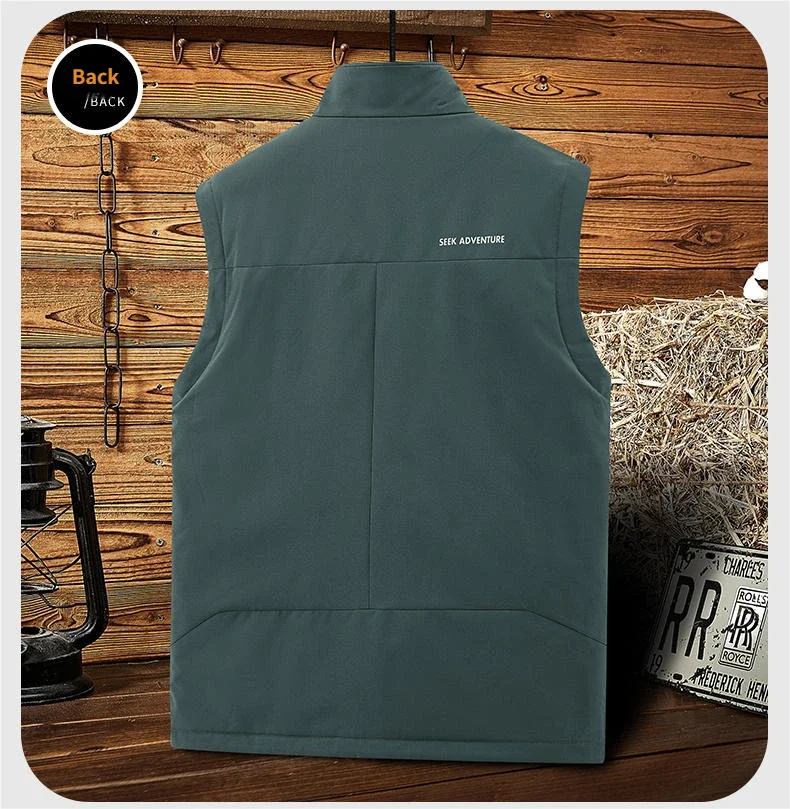 2026 Men Autumn and Winter warm Double sided wear workwear style  sleeveless vest with fleece casual versatile  Asian Size