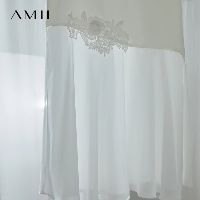 សំពត់ Amii Minimalist Casual Bustier សម្រាប់នារី រដូវក្តៅ ឆ្នាំ២០២៥ ថ្មី រចនាបទ Lace Slim Half-body Chiffon Fishtail សំពត់ 12522064