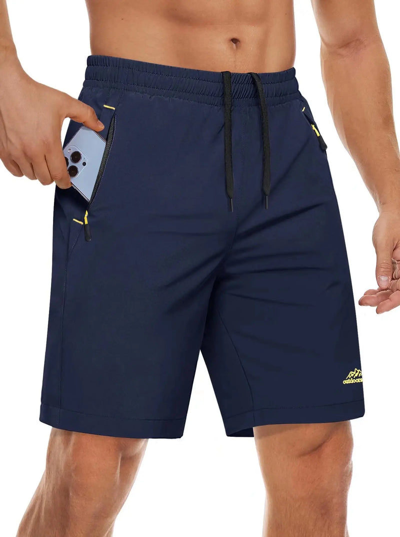 TACVASEN Quick Dry Athletic Shorts with Zipper Pockets Men's Summer Running Shorts Gym Training Workout Fitness Hiking Shorts