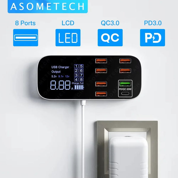 ឧបករណ៍សាកថ្មលឿន USB HUB ថេប្លេត ឧបករណ៍សាកថ្មទូរស័ព្ទចល័តចល័ត សម្រាប់ធ្វើដំណើរ អាដាប់ទ័រសាកថ្មលឿន សម្រាប់ iPhone Xiaomi Huawei Samsung