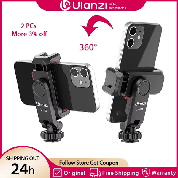 ជើងទ្រទូរស័ព្ទថតបញ្ឈរ Ulanzi ST-06S សម្រាប់កាមេរ៉ា DSLR ម៉ូនីទ័រ ម៉ោនជើងកាមេរ៉ា ក្ដាប់សម្រាប់ថតវីដេអូប្លុកស្មាតហ្វូន