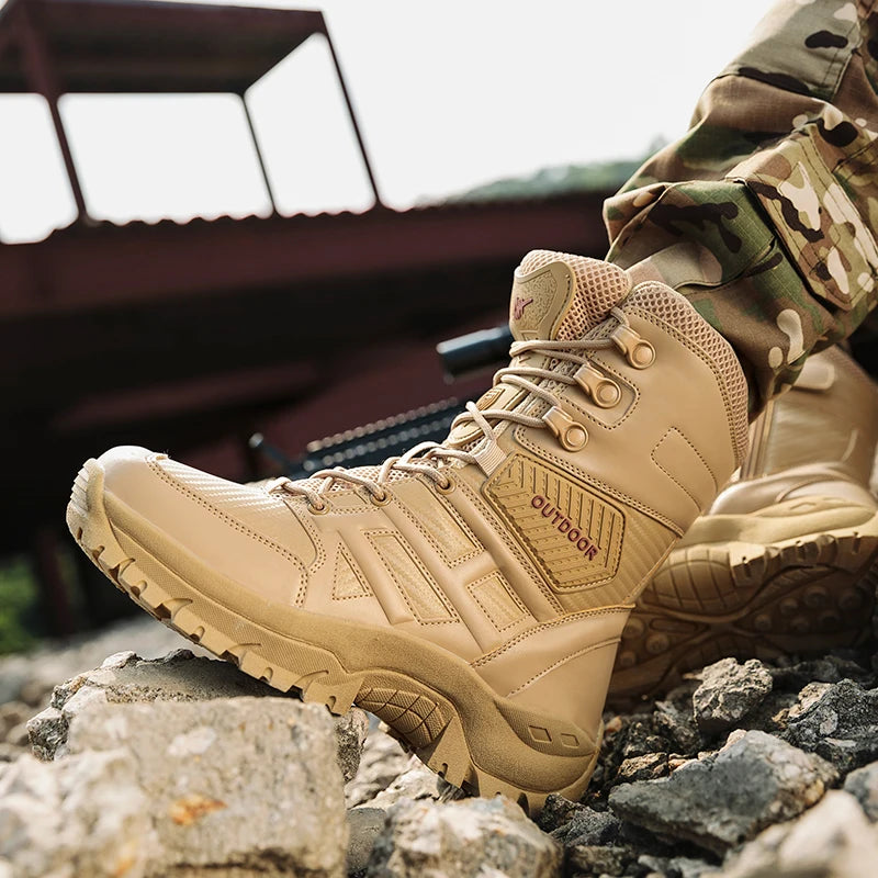 Men's Field Training Boots Four Season New Anti-Slip High Top Breathable lightweight Wear-Resistant Outdoor Hiking Walking Boots