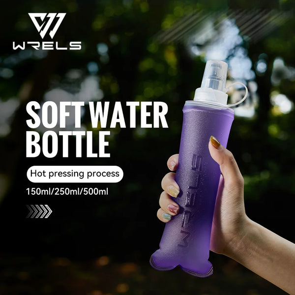 WRELS Collapsible Water Bottle BPA Free Silicone Foldable Soft Flask Outdoor Sport Portable Water Bag Running Camping Water Bag