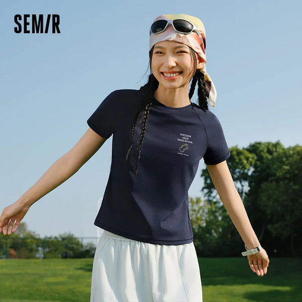អាវយឺត Semir សម្រាប់ស្ត្រី ស្រូបសំណើម ការពារកាំរស្មីយូវី ដៃអាវ Raglan រដូវក្តៅ ឆ្នាំ២០២៦