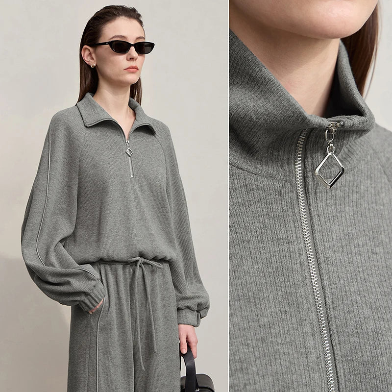 AMII Woman Sweatshirts 2026 Autumn New Casual Versatile Turtleneck Top Female Pullover Long Sleeve Loose Sweatshirt 12553065