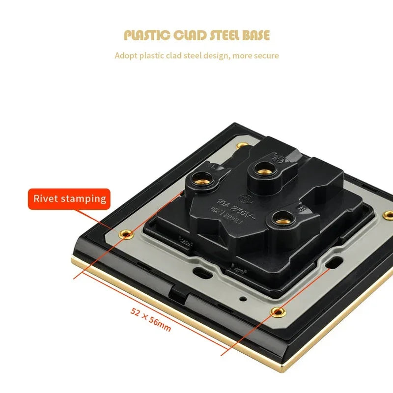 Luxurious metal European vintage antique EU wall lamp switch socket panel brass metal villa  home light switch 1/2/3 gang 2 way