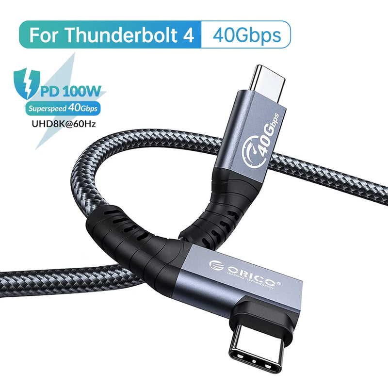 ORICO Thunderbolt 4 Compatible Cable 2M HD Video 8K60Hz USB C PD100W Fast Charge USB4 40Gbps Data Transfer for iPhone15 PSSD PS5