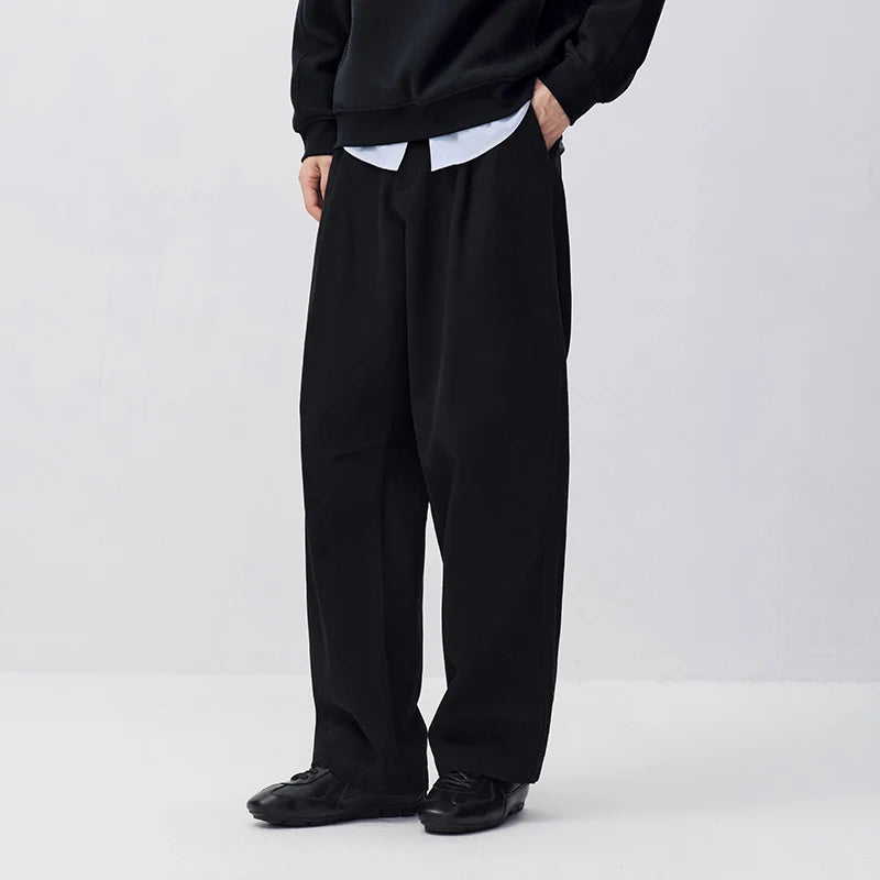 Semir Men Casual Pants Partial Elastic Waist Brushed Fabric Loose Fit Straight Leg Commuter Style Versatile 2026 New