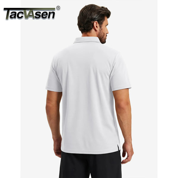 TACVASEN Mens Golf Shirts Dry Fit Polo Short Sleeve Moisture Wicking Performance Contrast Collar Shirt for Work Casual Athletic